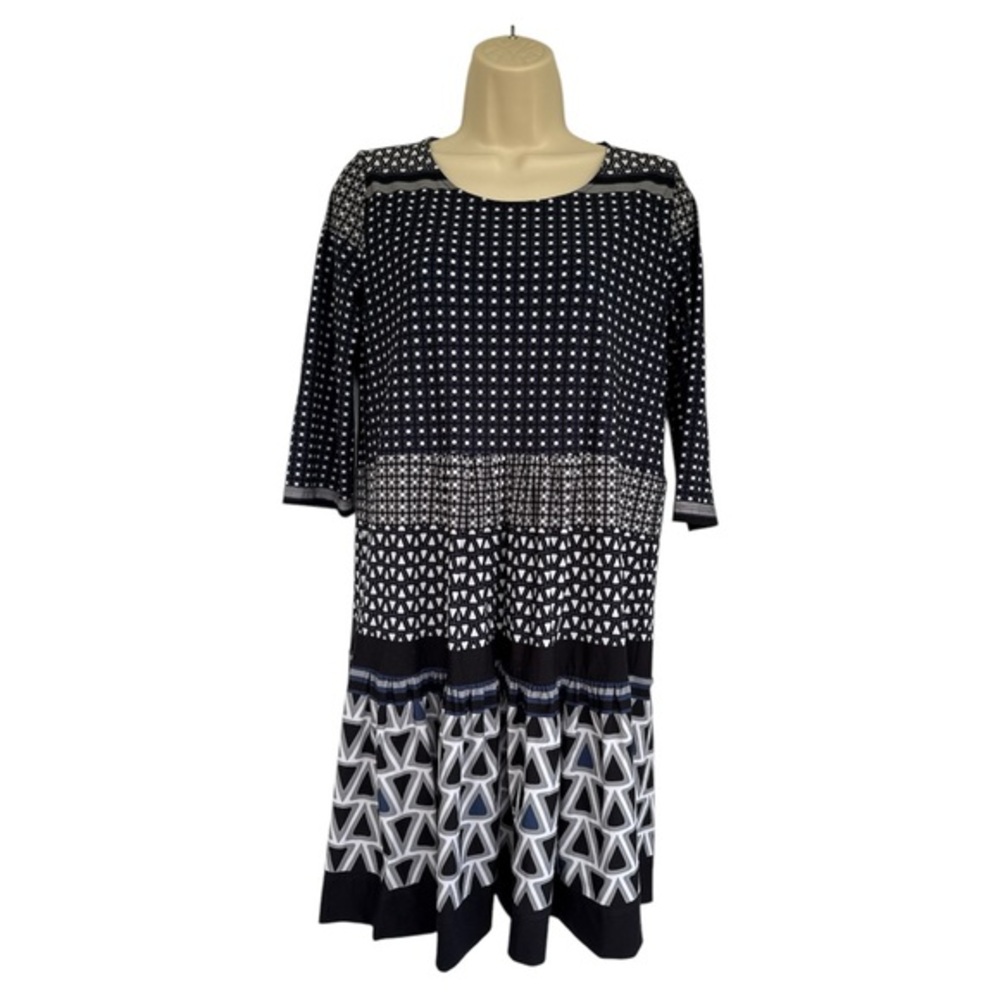 Indies Elegant Black and White Patterned Dress M